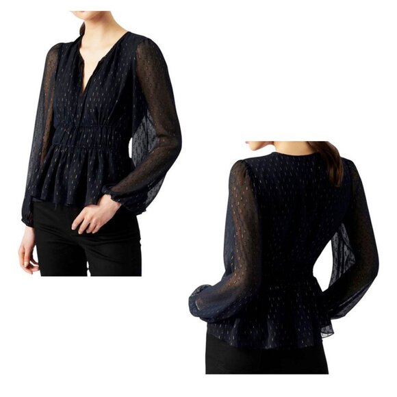 Forever New Metallic Corded Chiffon Blouse - Picture 3 of 16